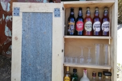 pallet wood and corrugated iron wall cabinet