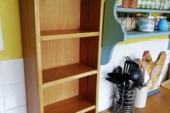 cup shelves made from reclaimed pine from an old dresser