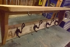 reclaimed oak hall stand and heron coat hooks found at a gaint flee sale