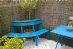 custom corner bench made from reclaimed timber