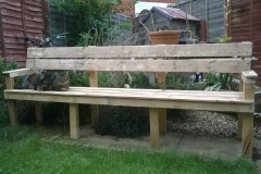 six foot long bench made from recalimed pallet wood