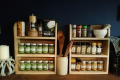 A pair of pallet wood spice racks