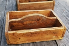 a pair of handmade rustic reclaimed pine caddies