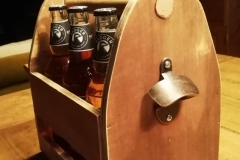 Six pack beer caddy with bottle opener